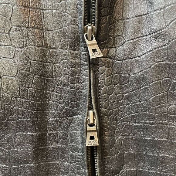 Hugo Boss Alligator Pattern Kalbsledenr Calfskin Leather Men’s 40R Jacket - Picture 5 of 10